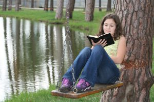 Christian girl reading bible